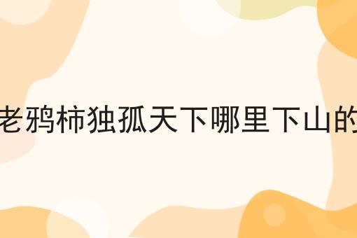 老鸦柿独孤天下哪里下山的